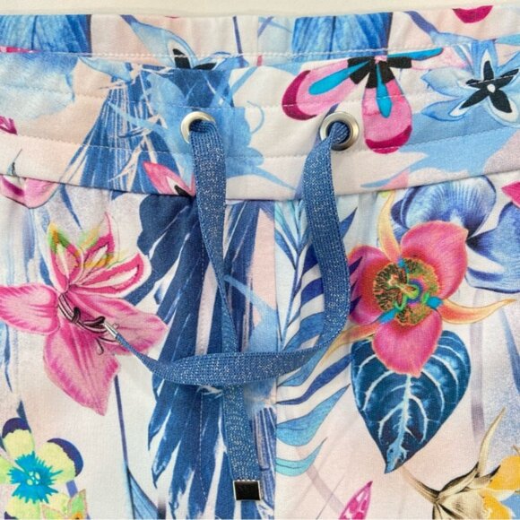 Rabe 1920 track trousers fleece pants floral tropical pink white blue sz 6 small - Picture 5 of 13